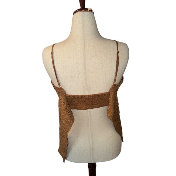 American Eagle tank crop bra top brown eyelet size XL -  NWOT - Picture 5 of 7